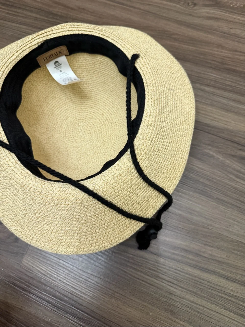 FURTALK Women's Straw Wide Brim Sun Hat With Wind Lanyard UPF Size M